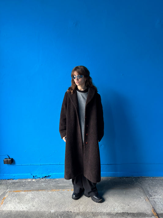 Vintage wełniany płaszcz moher angora