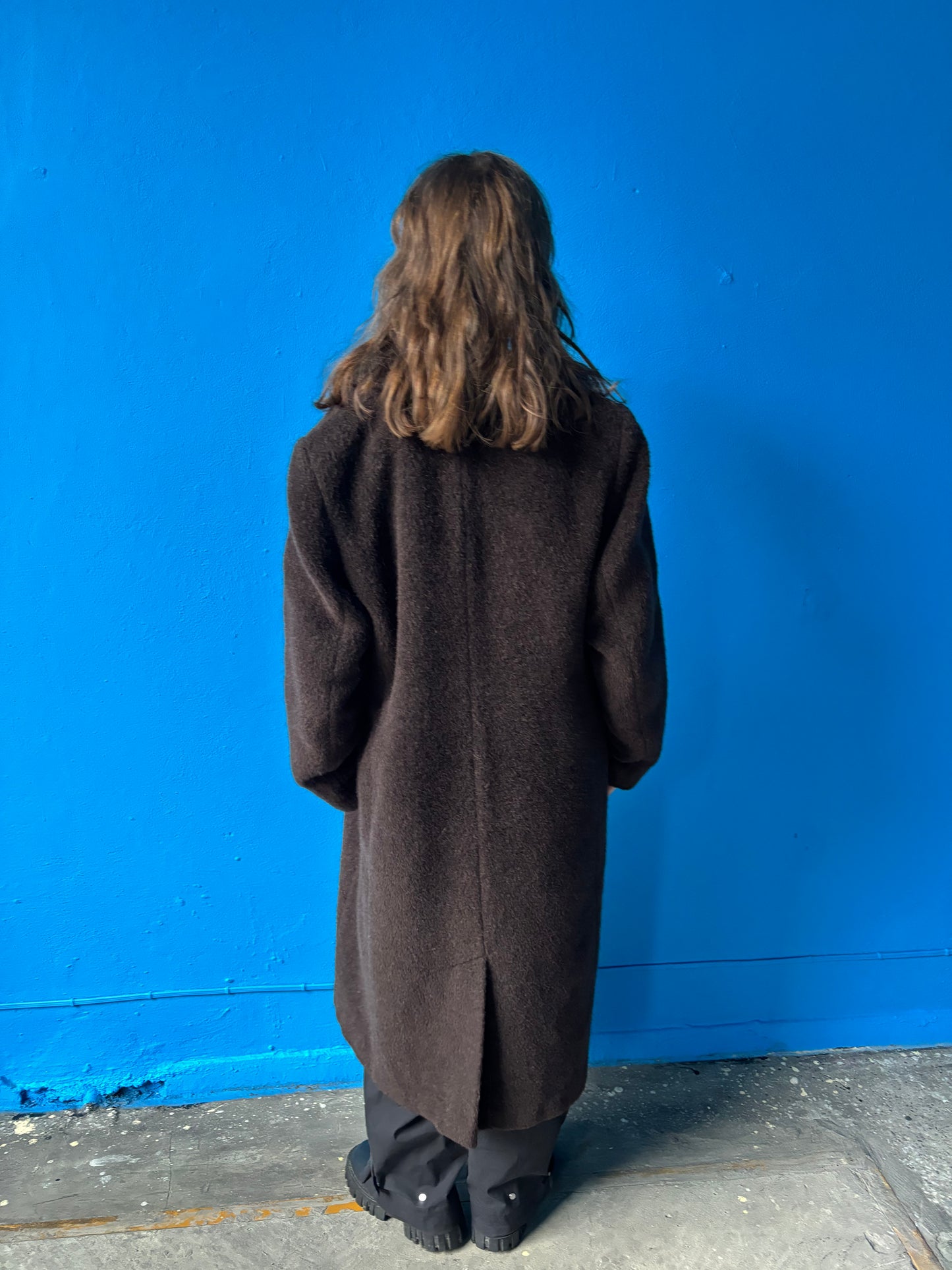 Vintage wełniany płaszcz moher angora