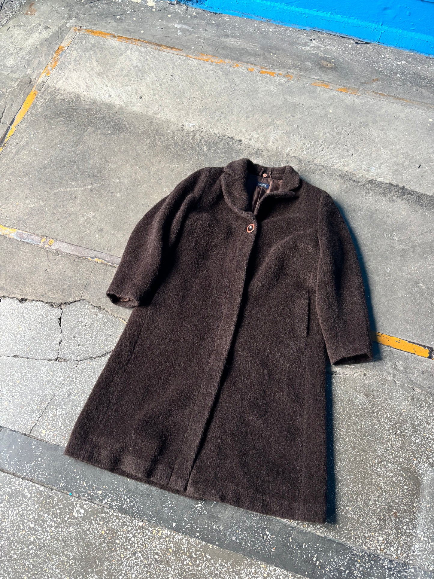 Vintage wełniany płaszcz moher angora
